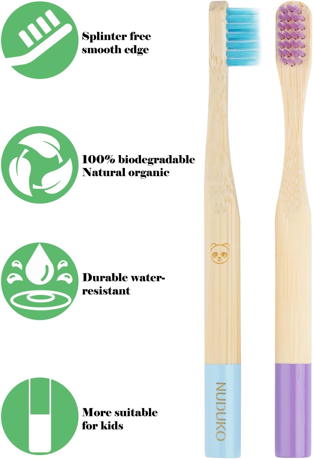 Biodegradable Bamboo Toothbrushes, 10 Piece BPA Free Soft Bristles Toothbrushes, Natural, Eco-Friendly, Green and Compostable