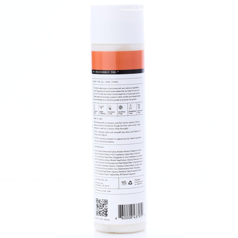 NaturAll Sea Moss & Chebe Anti Frizz Conditioner - Sulfate-Free Curl Hair Conditioner for Dry Hair - Detangles, Softens & Moisturizes Dry, Damaged Hair, Helps Reduce Breakage & Smooth Frizz (8.5 Oz)