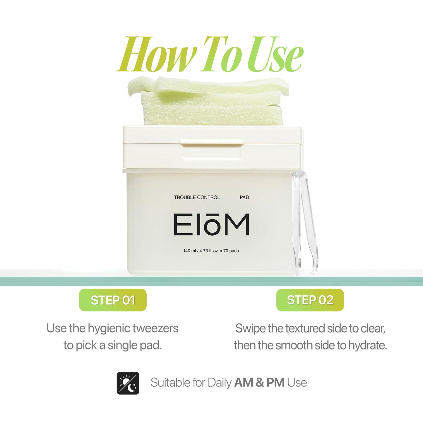 EIOM Salicylic Acid Pads – Korean BHA Toner for Acne & Oily Skin | Daily Acne Care Wipes for Face, Chest & Back, No-Rinse Exfoliating Facial Wipes, Sensitive Skin Safe (70 Count)