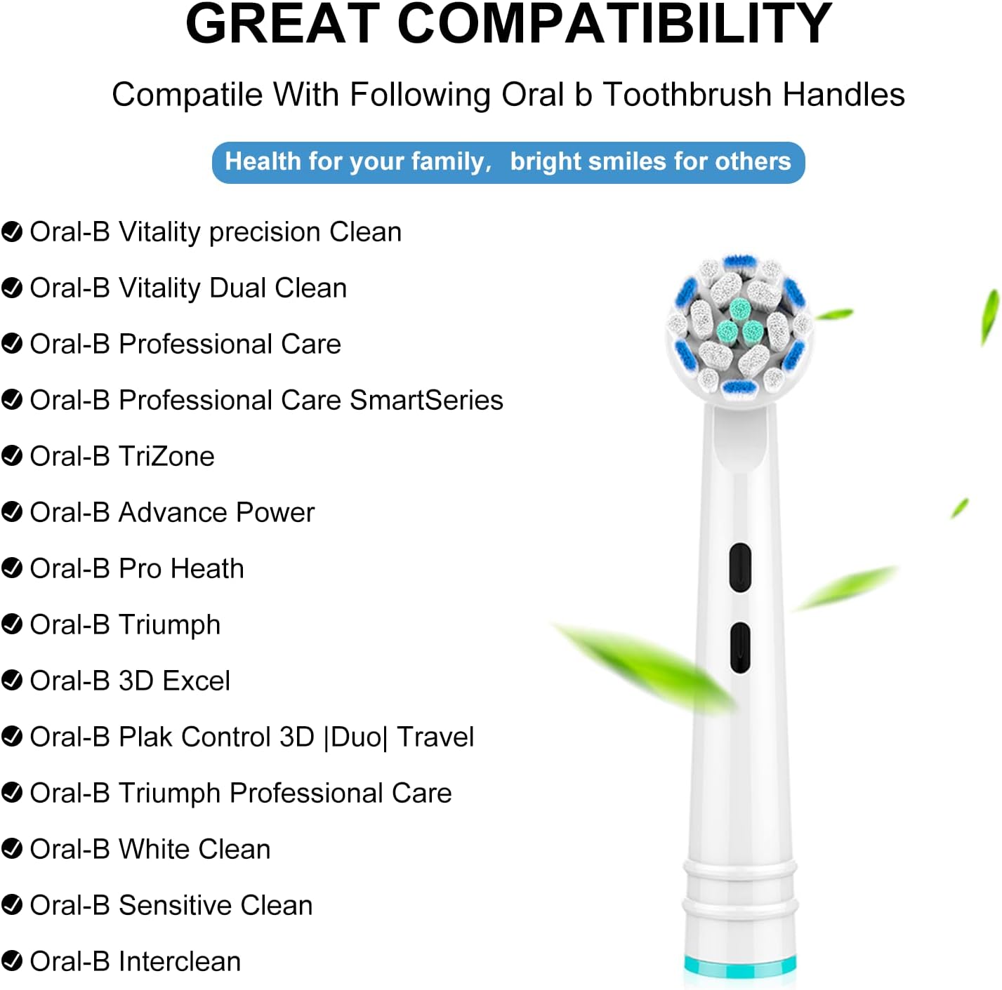 Replacement Toothbrush Heads for Oral B Braun, 10 Pcs Professional Electric Toothbrush Heads Brush Heads Compatible with Oral B Replacement Heads Refill 7000/Pro 1000/9600/500/3000/8000