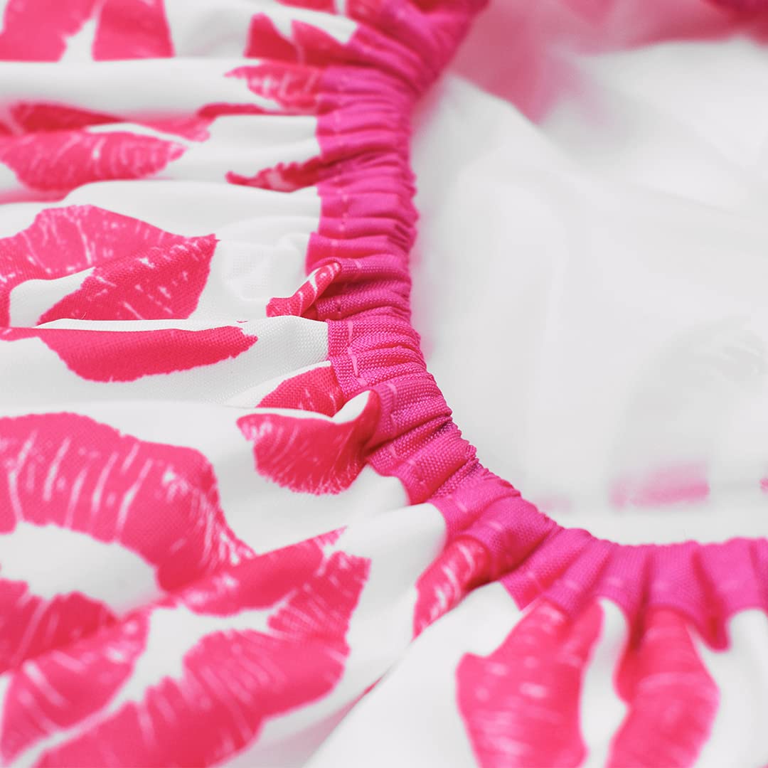 Reusable Shower Cap & Bath Cap & Lined, Oversized Waterproof Shower Caps Large Designed for all Hair Lengths with PEVA Lining & Elastic Band Stretch Hem Hair Hat - Fashionista Deco Dots