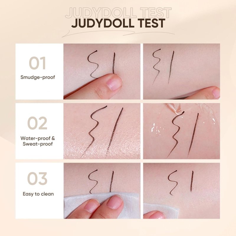 JUDYDOLL Ultra-Fine Liquid Eyeliner-Precision Tip for Wing Line, Smudge-Proof, Quick-Drying, Waterproof, Easy to Get Inner Corner Lined, Hooded Eyes-Friendly (#2 Deep Brown)