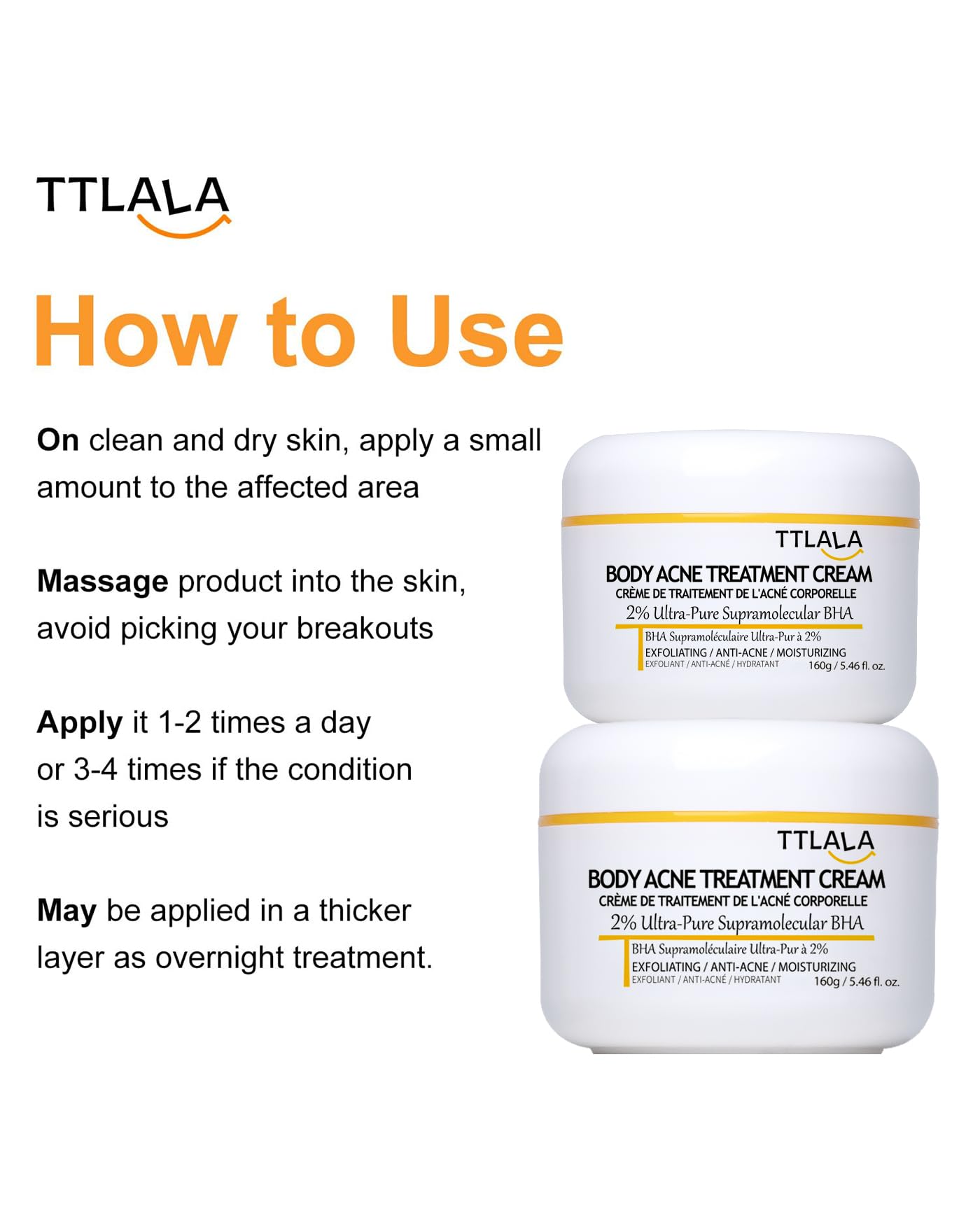 Butt Acne Clearing Treatment, Moisturizer Cream with 2% Salicylic Acid, Tea Tree Oil & Witch Hazel, Body Back Acne Treatment, Cystic Acne Treatment for Skin Delicate and Smooth 5.4oz