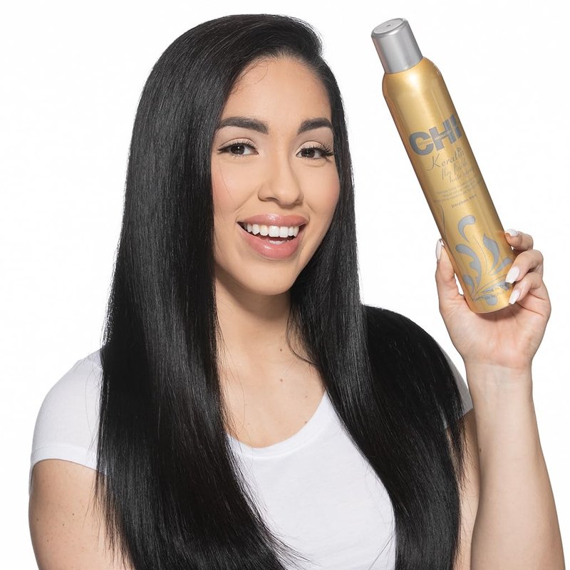CHI Keratin Flex Finish Hair Spray, Lightweight, Long‑Lasting Hold & Smooth Styling, Controls Frizz, Flyaways & Seals Out Humidity, Professional Hair Finish Spray, Unscented, 10 Oz