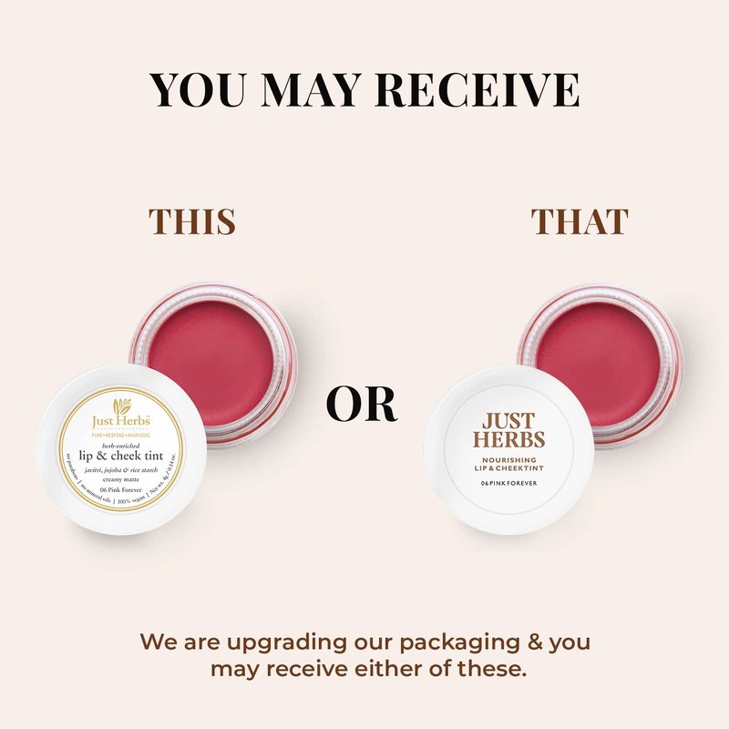 Just Herbs Organic Creamy Matte 3 in 1 Lip & Cheek Tint, Blush For Women - SLS,Chemical & Paraben Free - 0.14 fl. oz. (Pink Forever)