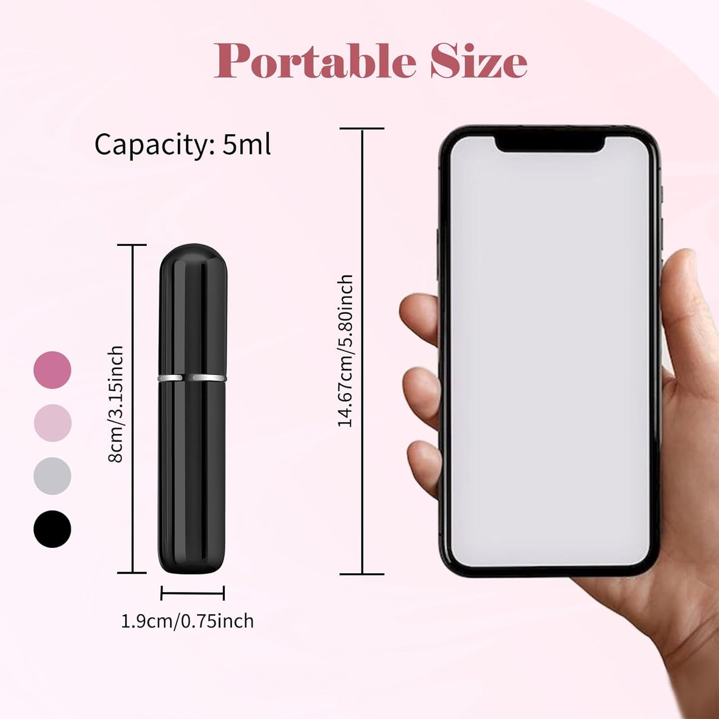 4pcs Mini Perfume Travel Bottle, Perfume Atomiser Refillable, 5ML Spray Bottles, Portable for Travel Holiday, Outdoor Activities and Business