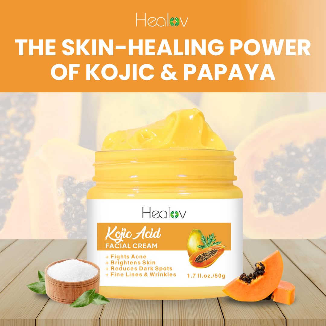 Kojic Acid Cream – Skin Brightening Cream for Age Spots, Hyperpigmentation, Intimate Areas – Dark Spot Remover, Reduces Acne, Scars, and Evens Tone – Kojic Acid Lotion for Brighter, Glowing Look