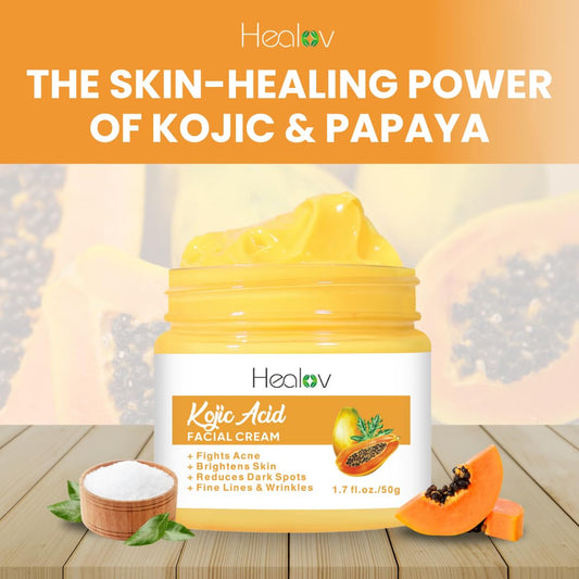 Kojic Acid Cream – Skin Brightening Cream for Age Spots, Hyperpigmentation, Intimate Areas – Dark Spot Remover, Reduces Acne, Scars, and Evens Tone – Kojic Acid Lotion for Brighter, Glowing Look