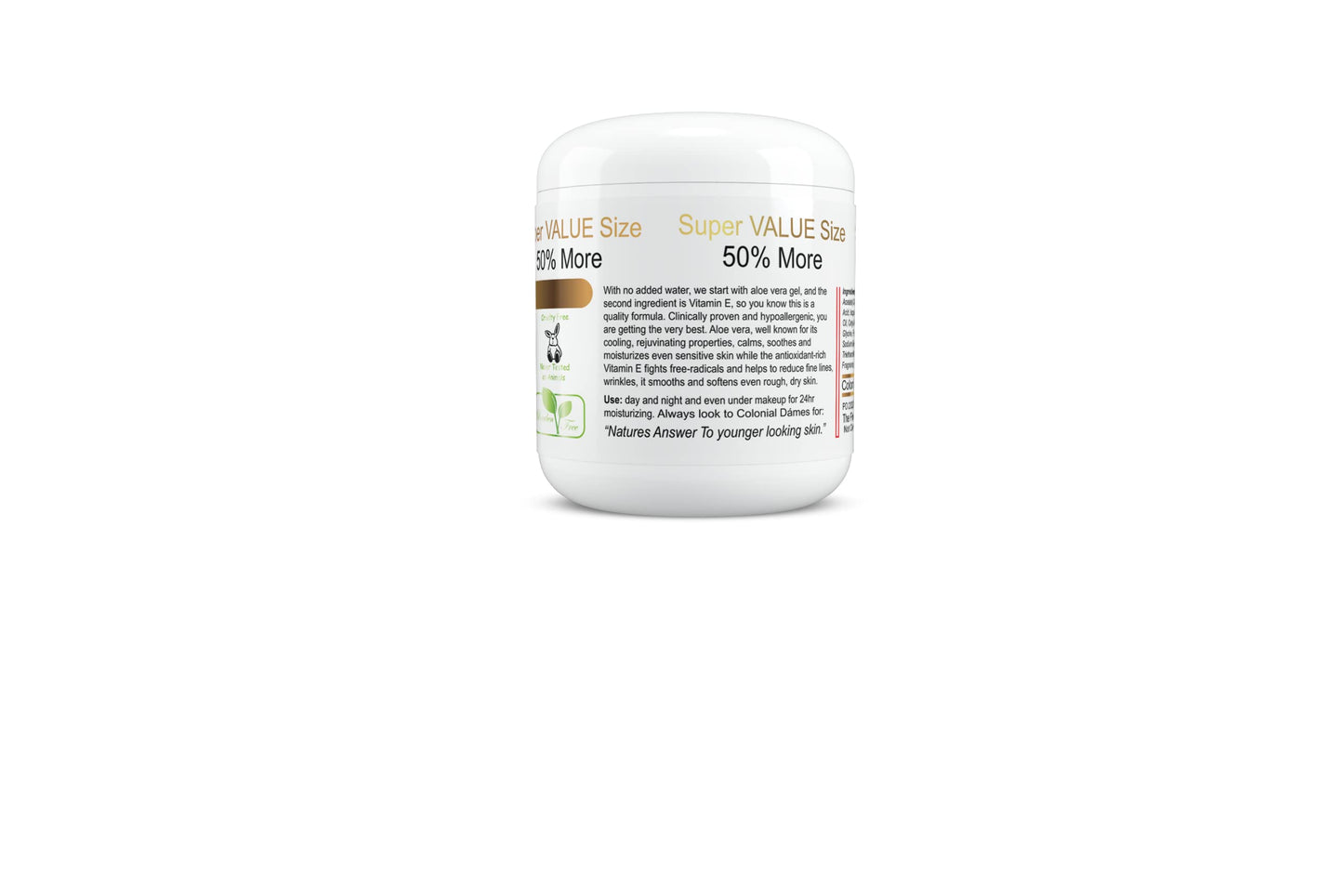 Colonial Dames Vitamin E and 70% Aloe Moisturizing Cream is a powerful moisturizer for even Delicate & Sensitive Skin