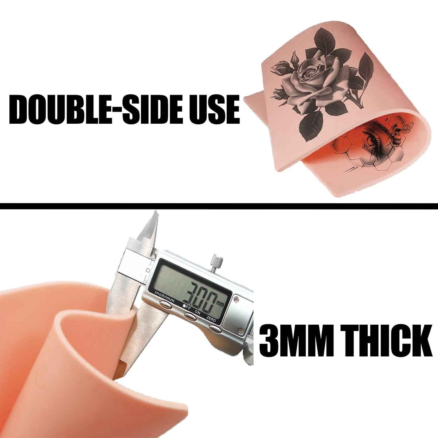 Beoncall 10pcs 3mm Tattoo Fake Skin Tattoo Practice Skin Thick 8x6'' Blank Supplies