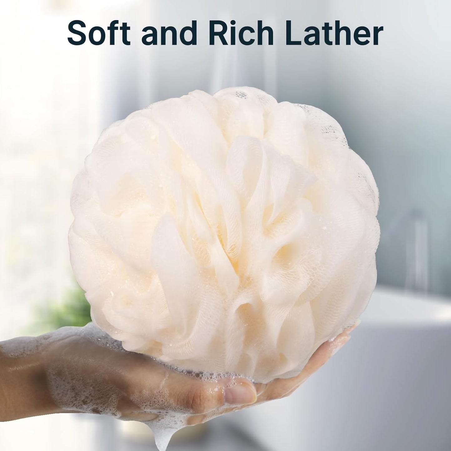 AmazerBath Loofah Sponge, Shower Loofah for Men and Women - Body Scrubber Loofa Set of 3 Classic Black & White Edge, Bath Sponge 60g/PCS