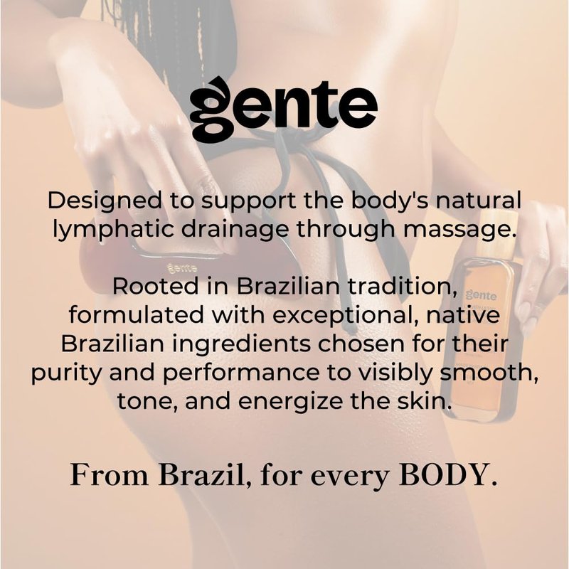 Gente Beauty Lymphatic Drainage Oil for Body & Face, Unscented Skin Tightening & Sculpting Oil, Caffeine Body Oil for Circulation & De-Puffing, Lightweight Hydrating Massage Oil, 100ml