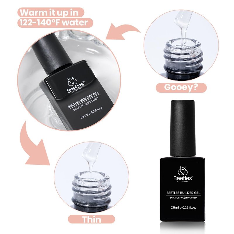 Beetles Builder Gel Set,Vitreous Radiance 3 Colors 8 in 1 Strengthening Instant Apex Building Nail Extension with Base&Top Coat for Beginners DIY Salon Silver Cat Eye Nail Polish,UV&LED Needed