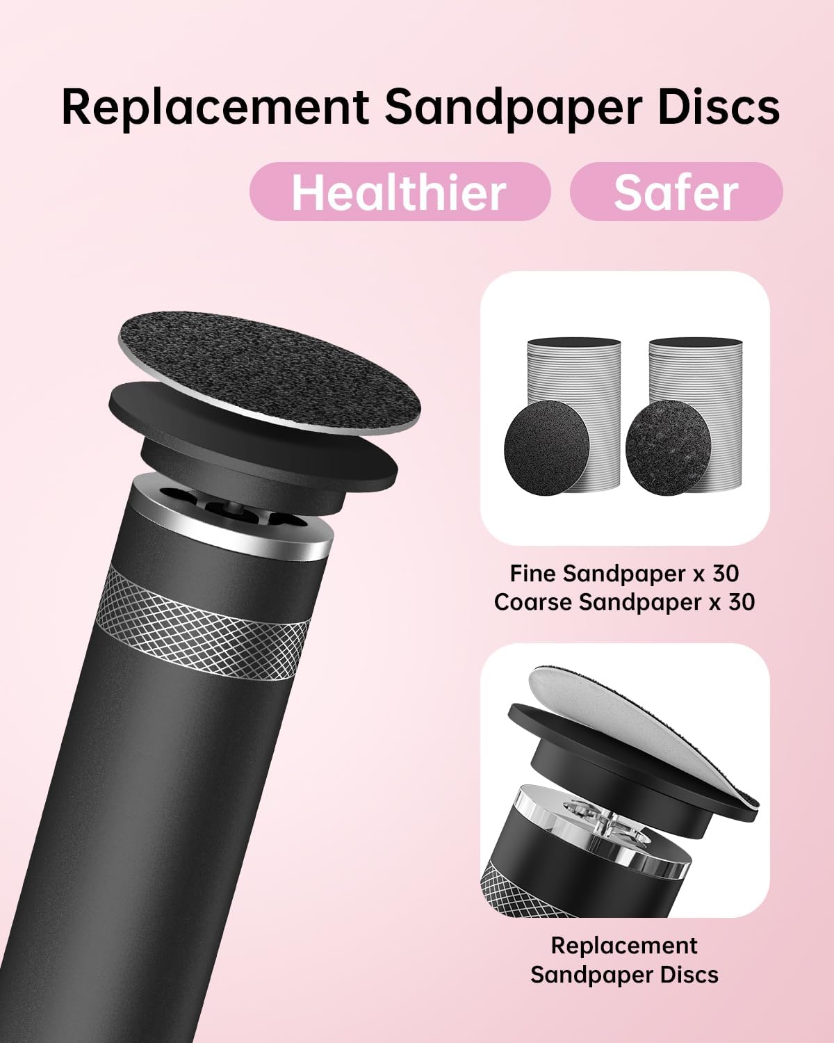 Electric Foot Callus Remover, Upgrade Electric Foot File Callus Remover for Feet, Adjustable Speed Foot File with 60 Pcs Sandpaper Discs, Foot Scrubber for Cracked, or Tough Skin and Calluses, Pink