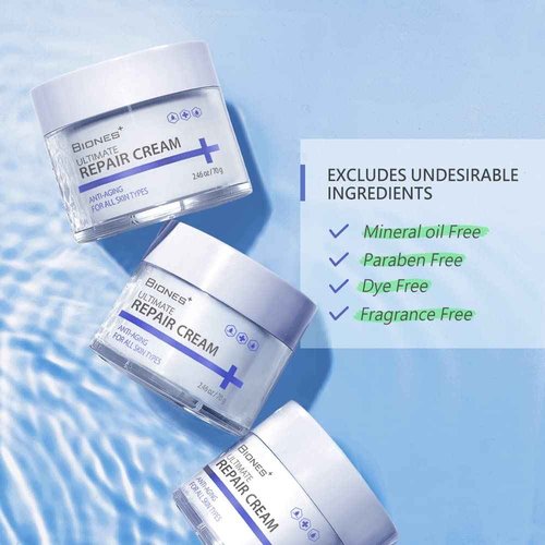 BIONES Ultimate Repair Cream - DMZ Natural Plant Complex Anti-Aging Wrinkle Repair Retinol Cream for Face - Face Moisturizer for Women - 8 Peptides complex, Collagen, Ceramides, Niacinamide - 2.46 oz