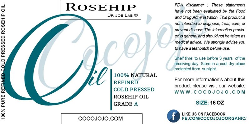 cocojojo Rosehip Oil for Face, Rose Oil for Face, Rose Hip Oil for Face, Rosehip Oil, Pure Refined Cold Pressed All Natural for Hair Skin Face Body Nails Jojoba Oil - 16 Oz