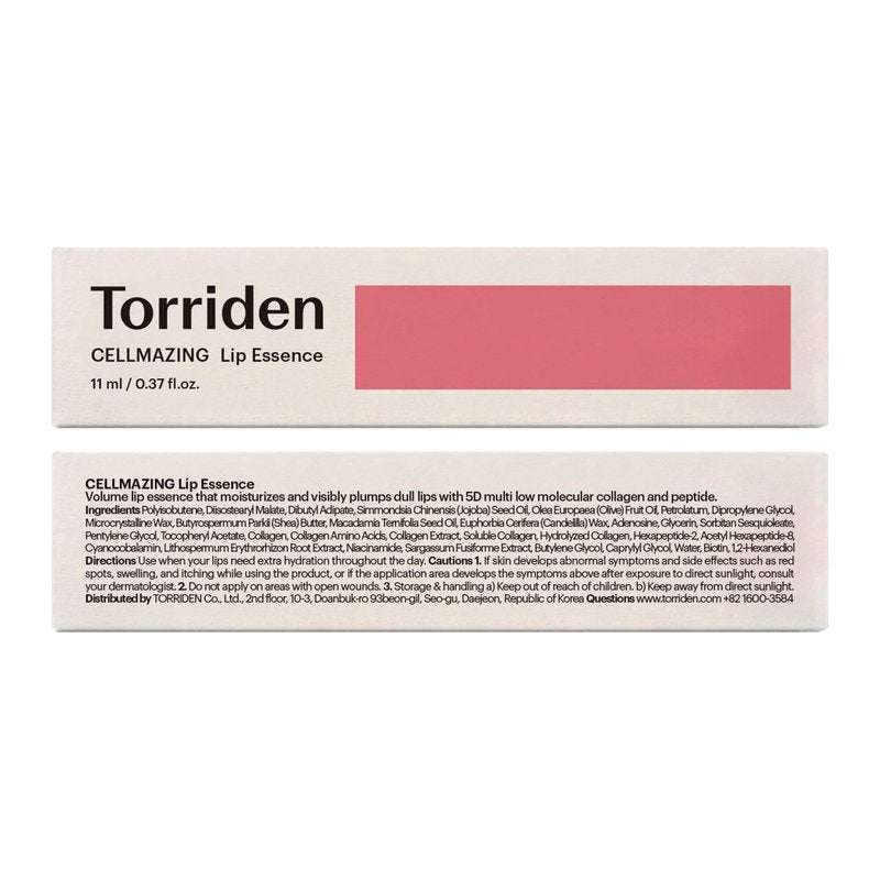 Torriden CELLMAZING Glass-Like Shine Lip Essence, 11ml (0.37 fl.oz) | Weightless Hydration for Smooth, Glossy Lips | 5D Collagen, Peptide, Jojoba Oil | Non-Sticky Korean Lip Care