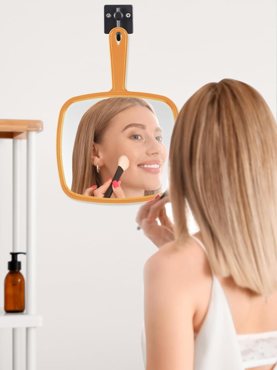 Extra Large Handheld Mirror,Hand Salon Mirror with Handle for Barbers, Hairdressing (Black,12.4" Lx 9" W)