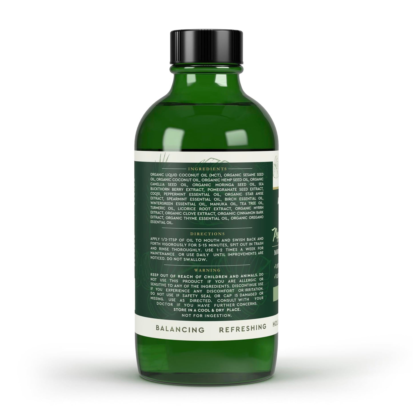 Heart Tone Botanicals Oil Pulling Oral Conditioner | Cold Pressed Sesame Neem Moringa Coconut Oil | 18 Botanical Extracts CoQ10 | Fluoride Free | Anise