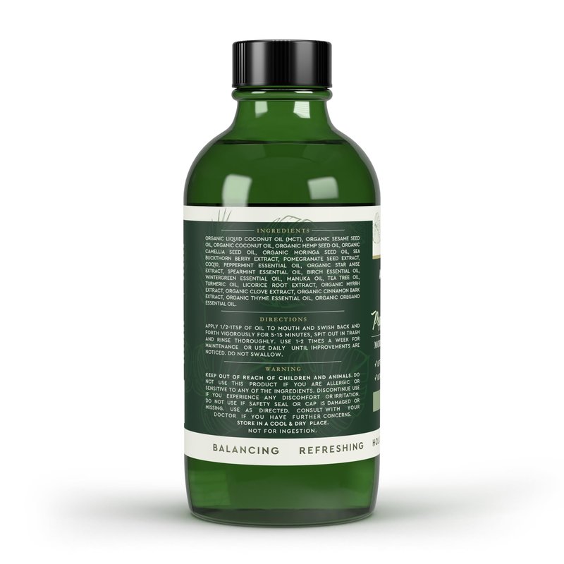 Heart Tone Botanicals Oil Pulling Oral Conditioner | Cold Pressed Sesame Neem Moringa Coconut Oil | 18 Botanical Extracts CoQ10 | Fluoride Free | Anise