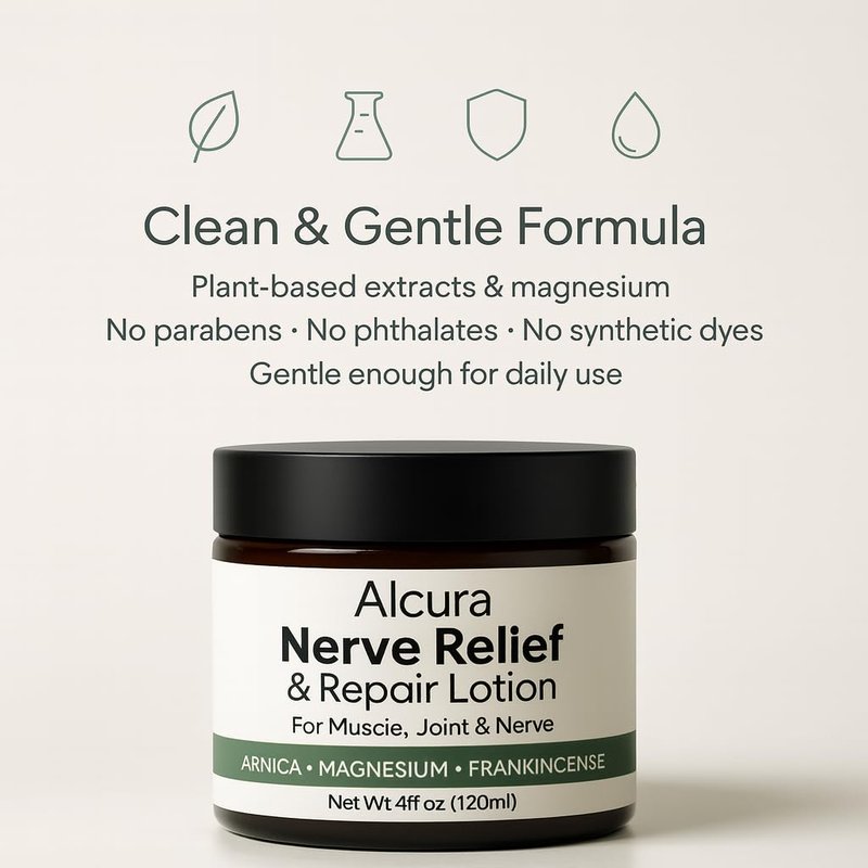 Peehss Alcura Nerve Cream, Revive Neuropathy Lotion with Arnica & Magnesium for Knee, Lumbar, Neck, Hand and Foot, 4 oz,1 Pcs