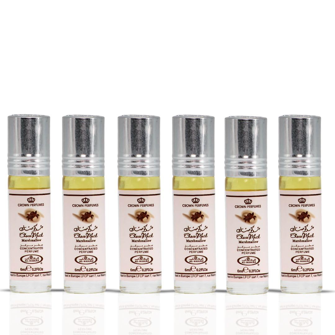 Al-Rehab Choco Musk Marshmallow Perfume Oil Roll-On - 6ml (0.2 oz) | Gourmand Fragrance with Strawberry, Marshmallow & Cocoa | Sweet, Fluffy & Addictive | Arabian Dessert Scent for Women