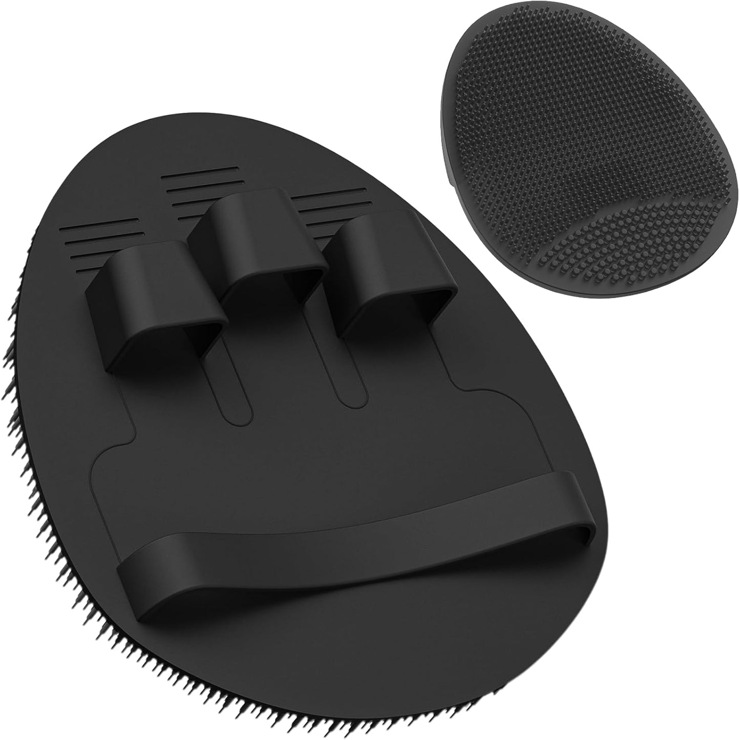 Manmihealth Soft Silicone Shower Brush, Super-Lathering and Deep-Cleaning Body & Face Scrubber, Gentle Exfoliating Bath Glove for All Skin Types, with 2 Free Hooks.(Black + Pink)