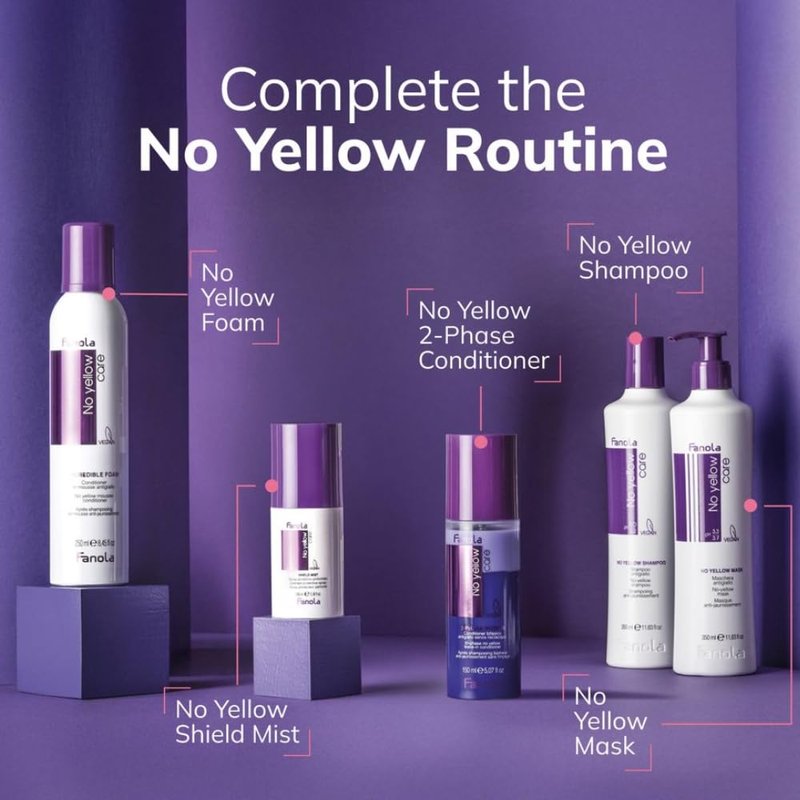 Fanola No Yellow Purple Hair Mask - Acidic pH Deep Conditioning Hair Mask for Blonde, Bleached & Grey Shades - Intense Violet Pigment Neutralizes Brassy Tones (11.8 Fl oz)