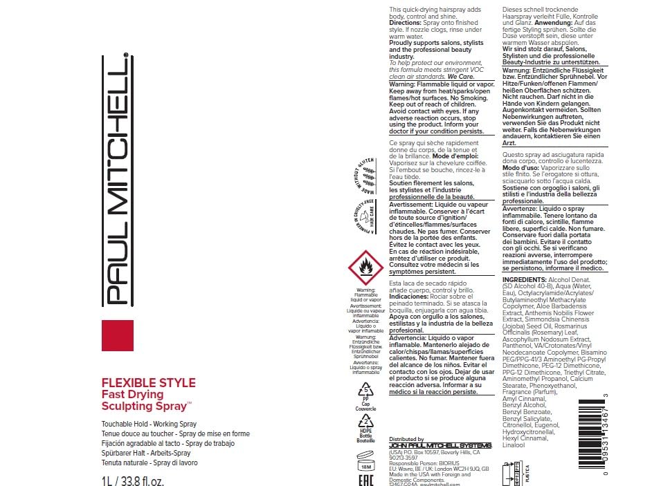 Paul Mitchell Fast Drying Sculpting Spray, Medium Hold, Touchable Finish, For All Hair Types