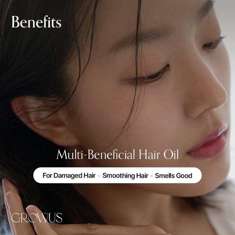 GROWUS Damage Therapy Hair Oil | Protein Botanical Oils Lightweight Non-Greasy | Adds Shine Heat UV Protection Frizz Control | K-Beauty Korean Hair Care (2.2 fl oz / 65ml)