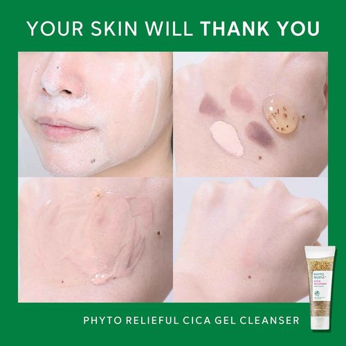 THANKYOU FARMER Phyto Relieful Cica Gel Cleanser - Real Cica Leaf, Vegan, Anti-Acne, pH-Balancing, Centella Asiatica for Soothing, Day & Night Korean Face Cleanser 4.22 Fl oz