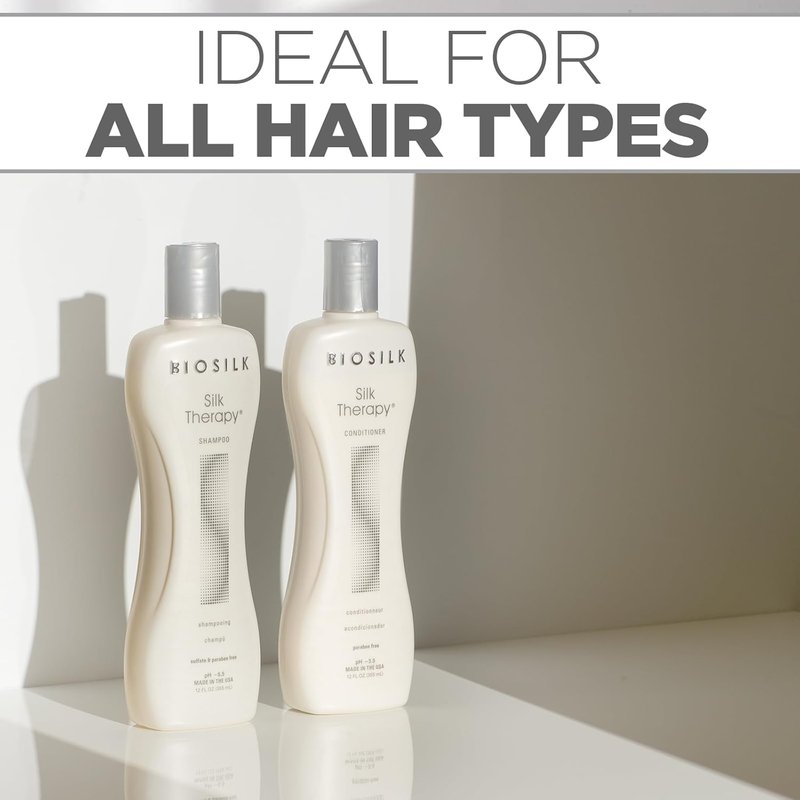BioSilk Silk Therapy Duo Set - Sulfate-Free Shampoo & Conditioner for Shiny, Moisturized Hair | 12 Oz Each (Pack of 2)