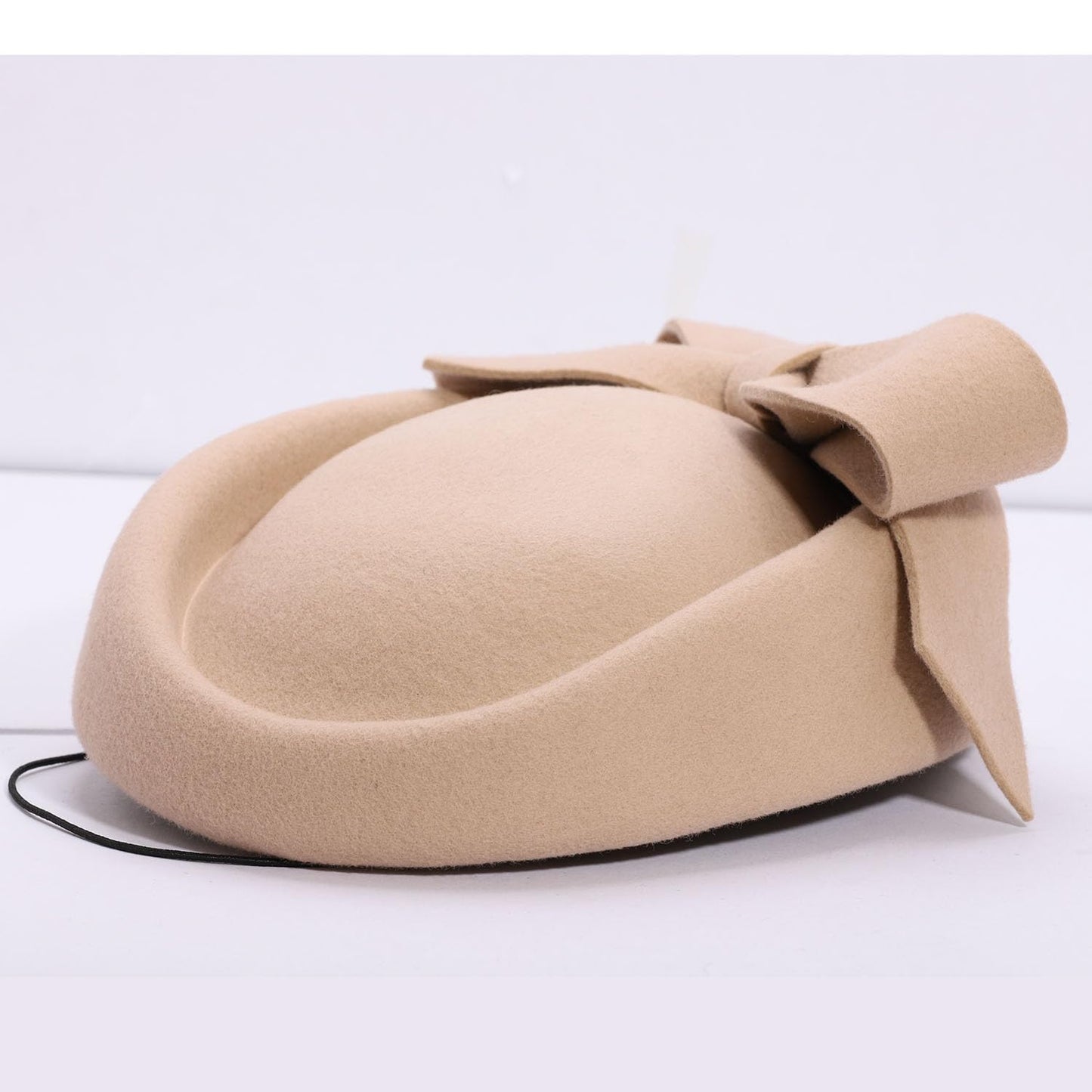 Fasbuy Wool Felt Fascinator Women Elegant Pillbox Hat Bowknot Derby Church Hat Retro Fedoras Camel