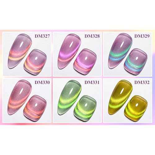 MTSSII Cat Eye Gel Nail Polish Glass Series Magnetic Nail Gel Rainbow Jelly Cateye Pink Purple Translucent UV/LED Nail Polish Nail Art Gifts Set for Women