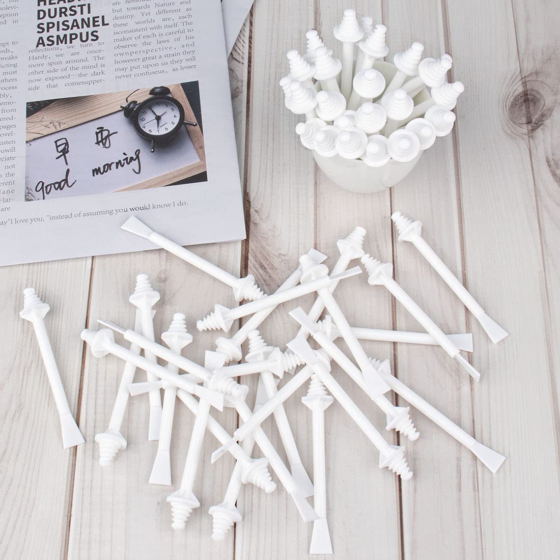 60 Pieces Plastic Wax Applicator Wands with Disposable Spatulas for Nose Hair Removal and Nostril Cleaning
