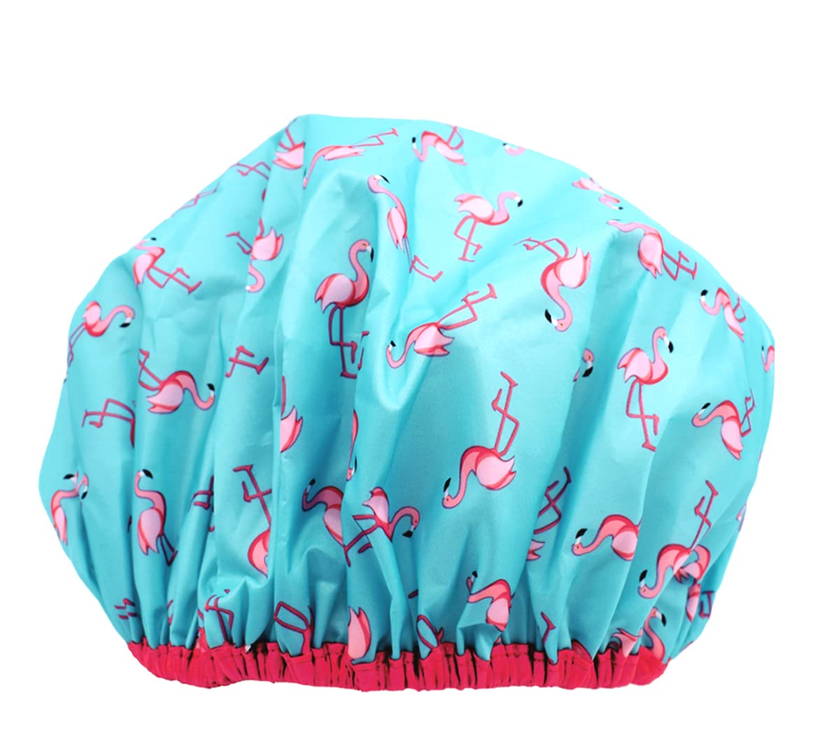 Reusable Shower Cap & Bath Cap & Lined, Oversized Waterproof Shower Caps Large Designed for all Hair Lengths with PEVA Lining & Elastic Band Stretch Hem Hair Hat - Fashionista Deco Dots