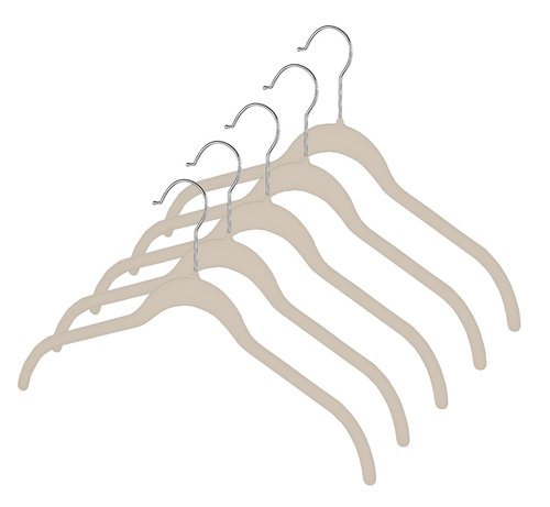 Whitmor Flocked Dress/Shirt Hangers Set of 5 Beige