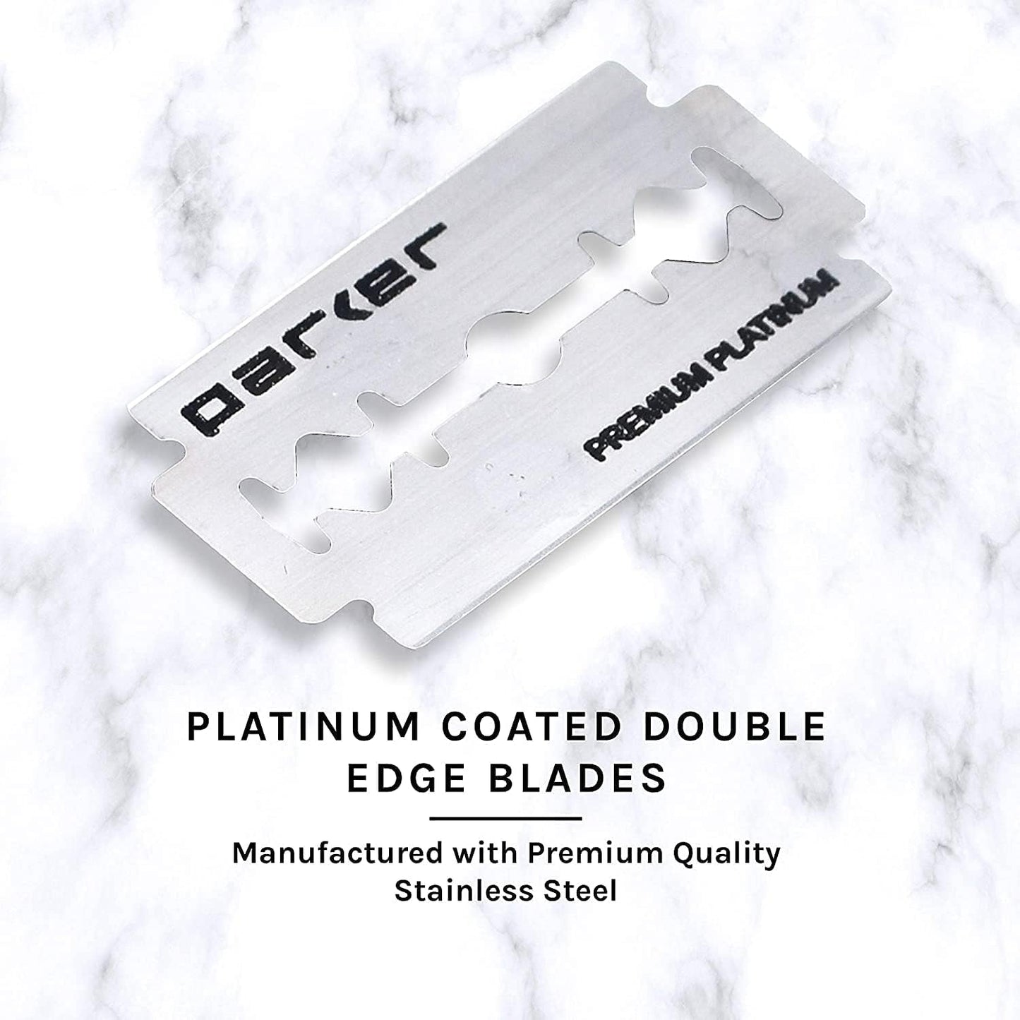 Parker 56R Heavyweight Double Edge Safety Razor with 5 Parker Premium Platinum Stainless Steel Razor Blades – Classic 3 Piece Design (Graphite)