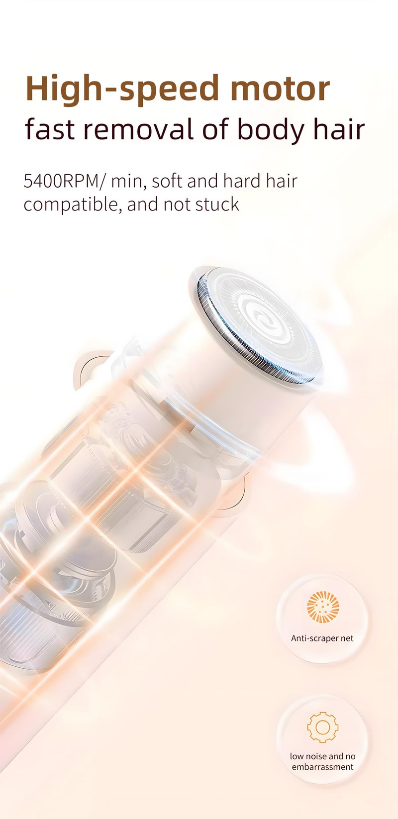 Dual-Head Rechargeable Hair Trimmer for Women, Body Shaver with 3D Floating Blades, Detachable Heads, Smooth & Painless Hair Removal