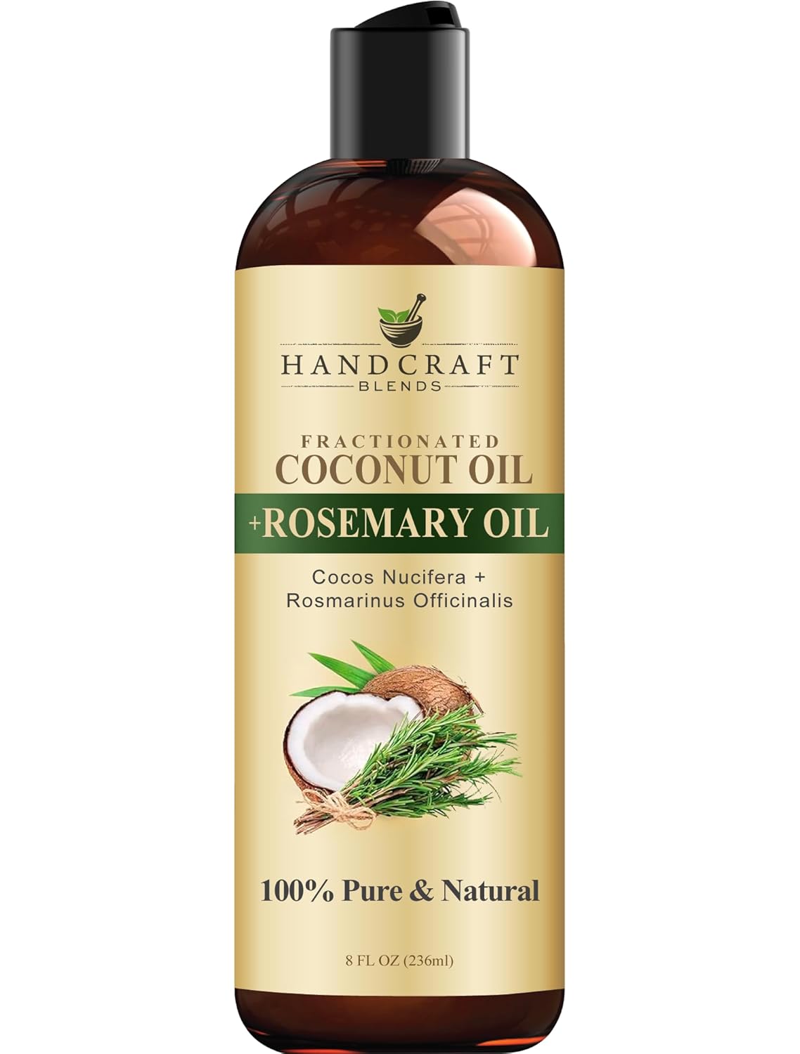 Handcraft Blends Fractionated Coconut Oil - 8 Fl Oz - 100% Pure and Natural - Premium Grade Carrier Oil for Skin and Hair - Hair and Body - Massage