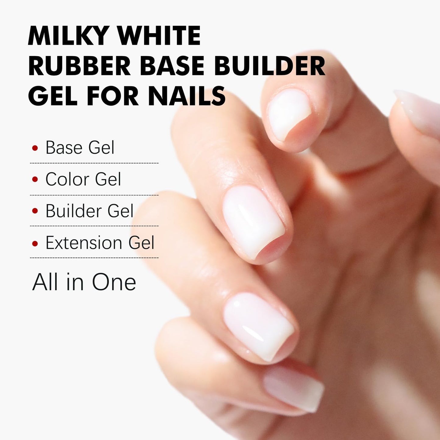 FZANEST Builder Gel Milky White Gel Polish Rubber Base For Nail Strengthener Extension LED Lamp Cured Color Base Nail Polish in Bottle