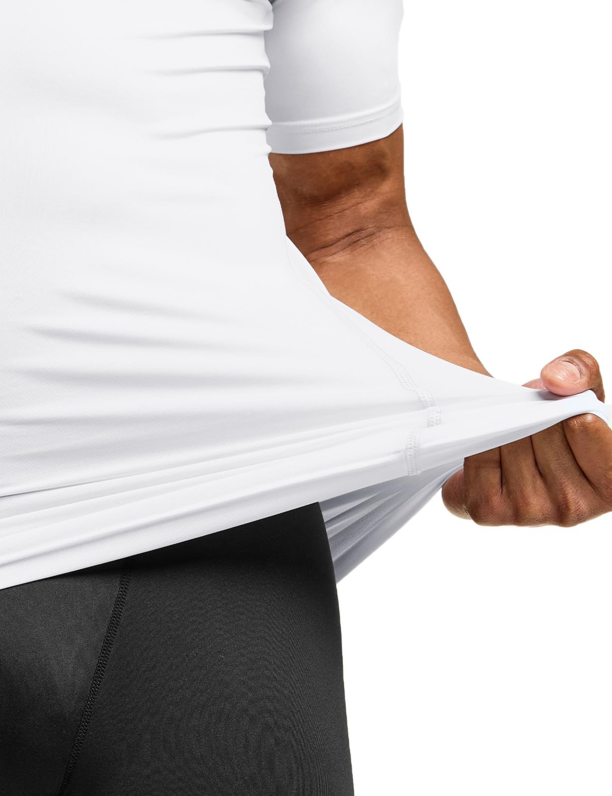 TSLA Men's UPF 50+ Quick Dry Short Sleeve Compression Shirts, Athletic Workout Shirt, Water Sports Rash Guard, Core Tops 3pack Real White, Large