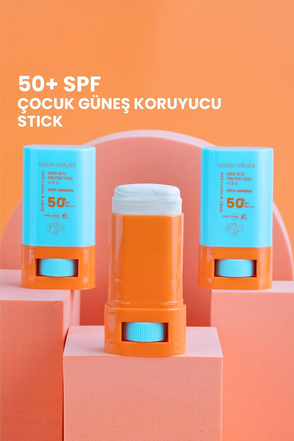 Natural Kids Mineral Sunscreen Stick SPF 50+ | 100% Natural Zinc Oxide, Broad Spectrum UVA/UVB Protection, Water Resistant, 0.56 oz