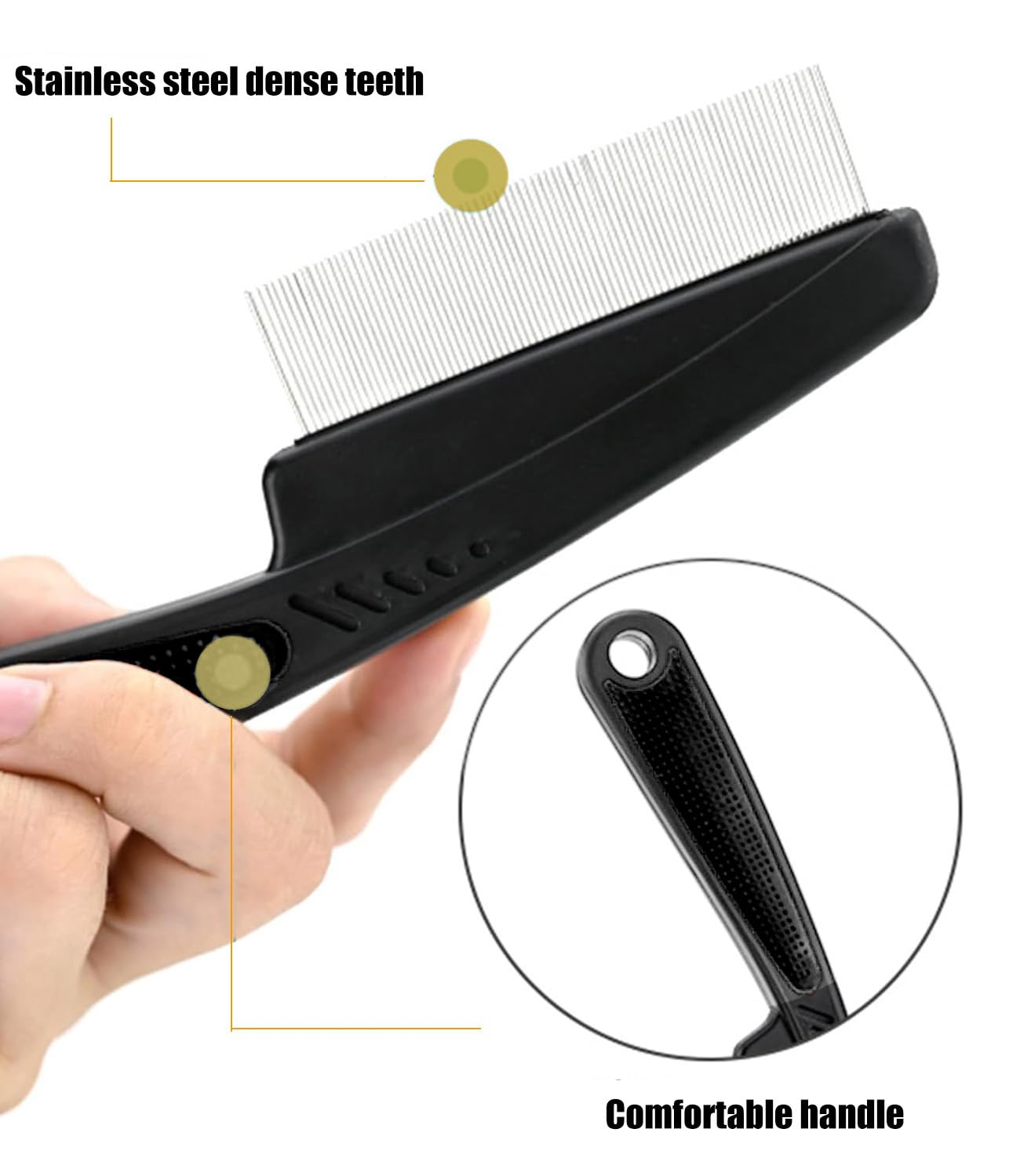 Dandruff Comb Fine Tooth Scalp Detox Comb Lice for Women, Men & Kids Stainless Steel Scalp Detoxing, Sweep & Massage Hair Brush Tool for Hair Care (1PC Brown)
