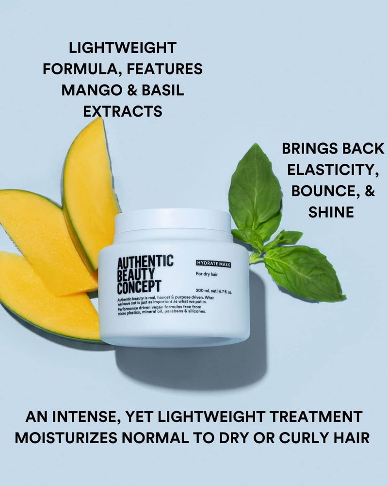 Hydrate Mask for Normal to Dry or Curly Hair - Add Moisture & Shine | Vegan, Cruelty-Free, Silicone-Free