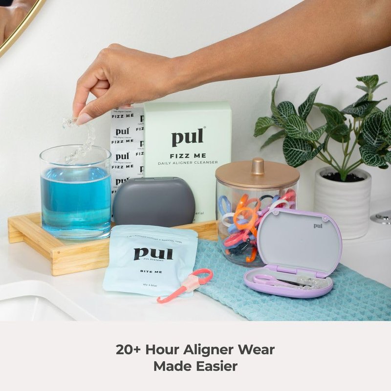 PUL 2-in-1 Aligner Removal Tool and Chewies for Invisalign Aligners, Retainers and Trays - Patented Invisalign Remover Tool for Easy Removal & Secure Fit - Pack of 4, Black