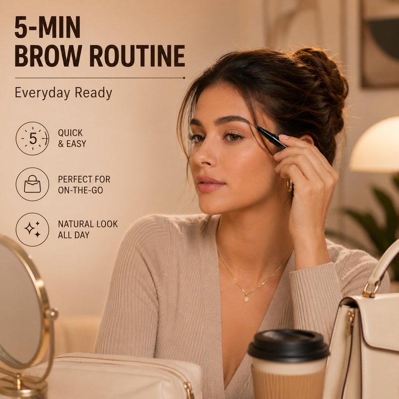 LAVONE Eyebrow Makeup Kit, Waterproof Eyebrow Pen, Brow Wax and Eyeliner Set with Dual-Ended Brow Brush for Naturally Fuller Brows, Smudge-Proof (Dark Brown)