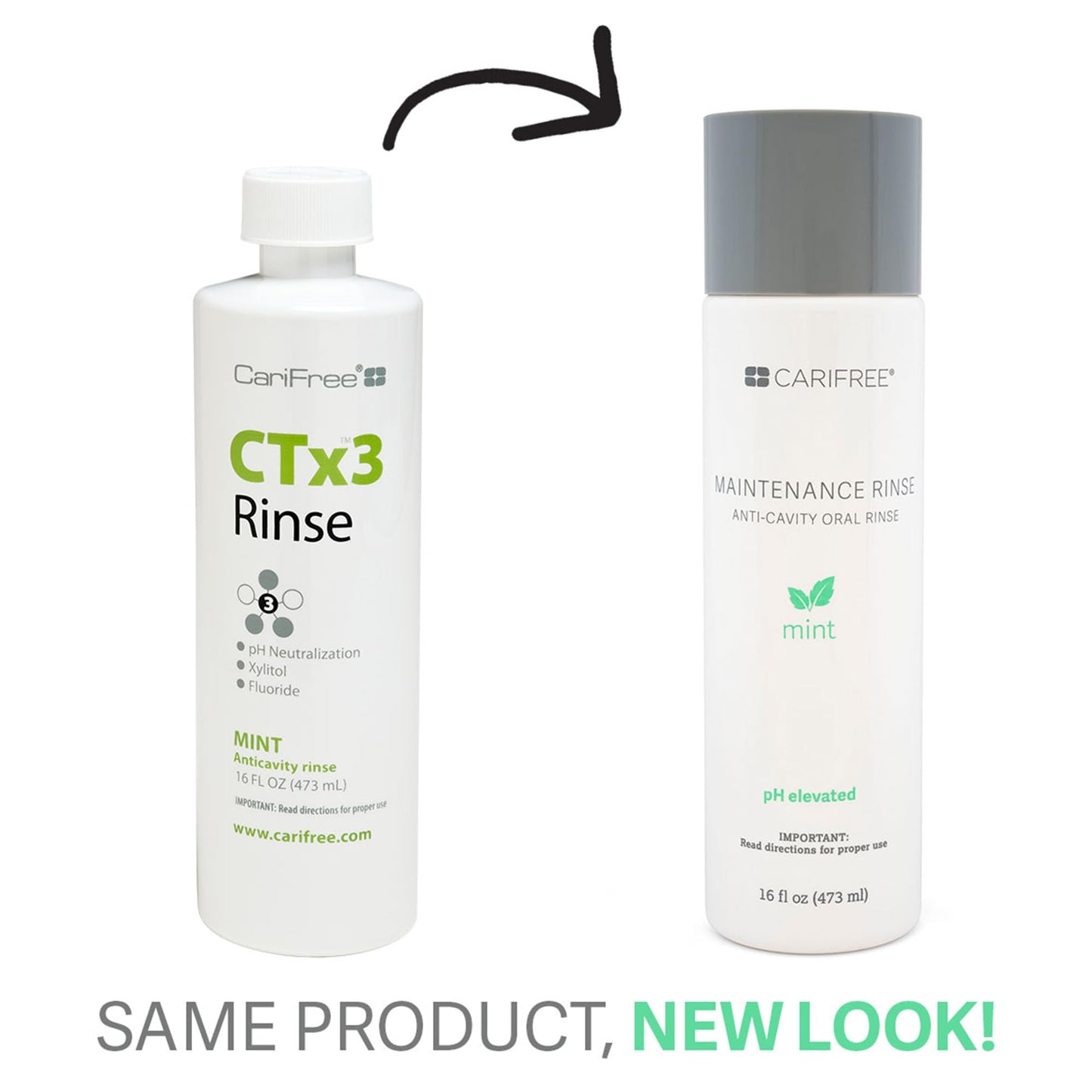 CariFree Maintenance Rinse, Mint Flavored, Anti-Cavity Fluoride Mouthwash, Dentist Recommended, Prevents Oral Decay, Freshens Breath, Alcohol-Free, Neutralizes pH (Previously CTx3)