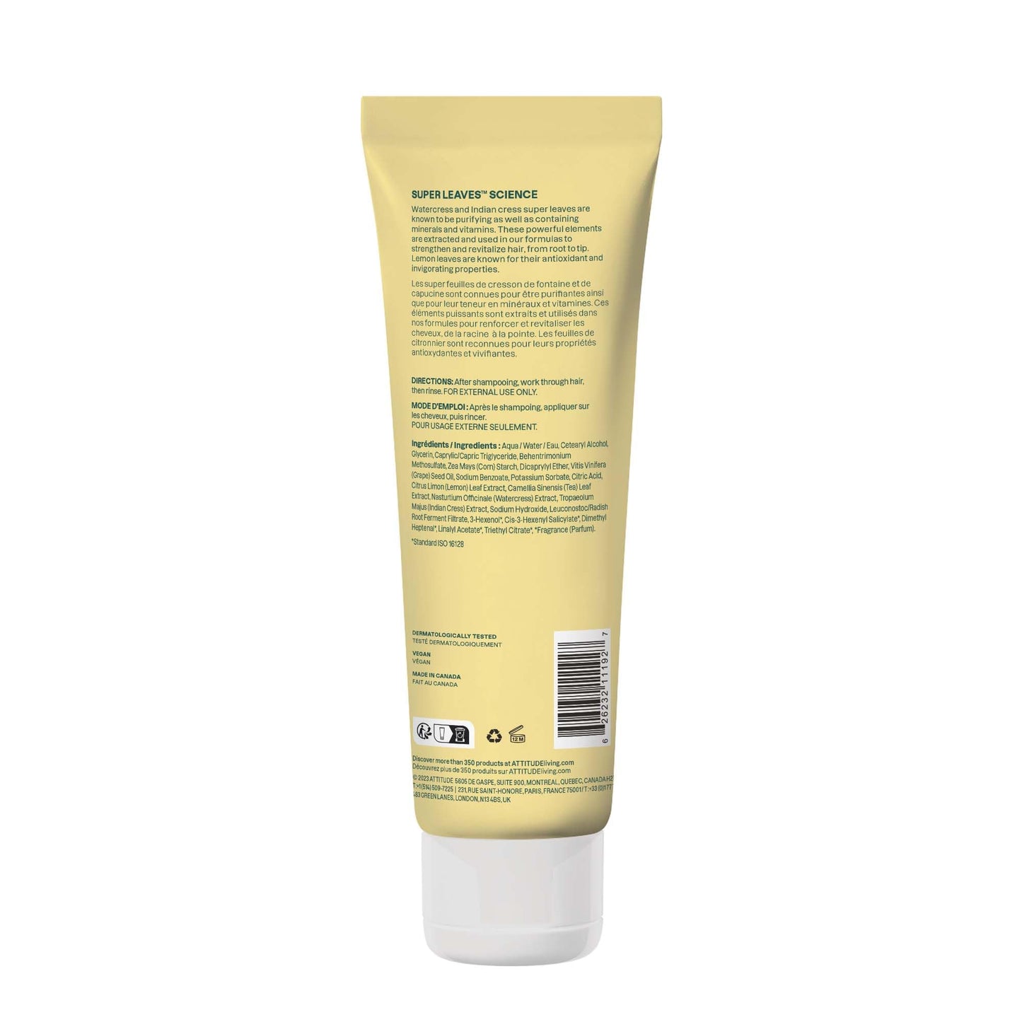 ATTITUDE Clarifying Hair Conditioner, Restores Shine, Naturally Derived Ingredients, Vegan Detangler, Dermatologically Tested, Lemon Leaves and White Tea, 8 Fl Oz