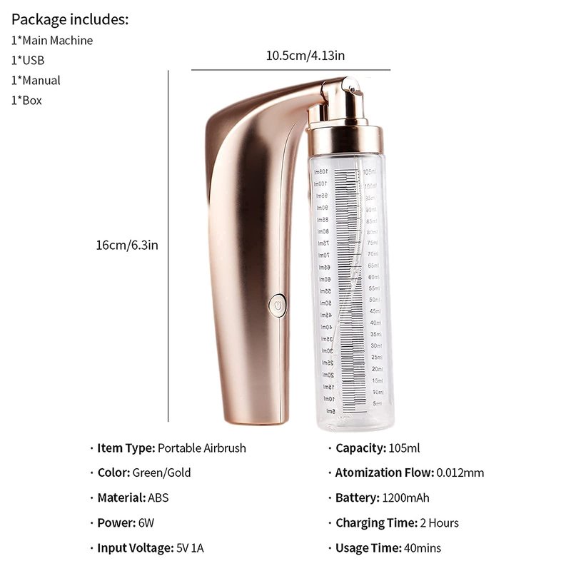 Elitzia Portable Hydro Facial Sprayer Face Steamer Cool Facial Mister Face Spray Moisturizing & Hydrating Humidifier Beauty Machine ET02 (Gold)